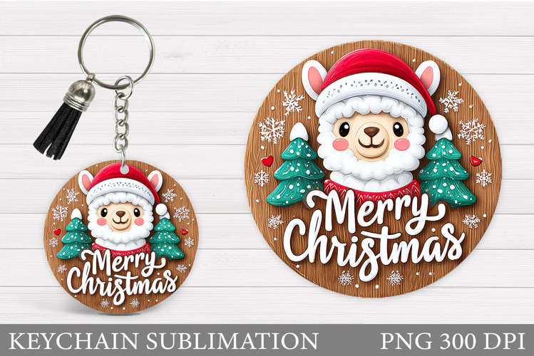 Christmas Lama Keychain. Cute Lama Keychain Design