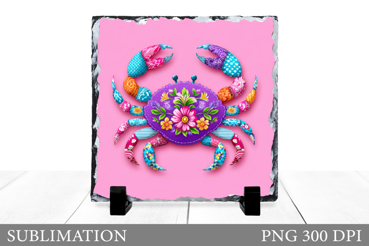 Patchwork Crab Sublimation. Patchwork Crab Slate Design