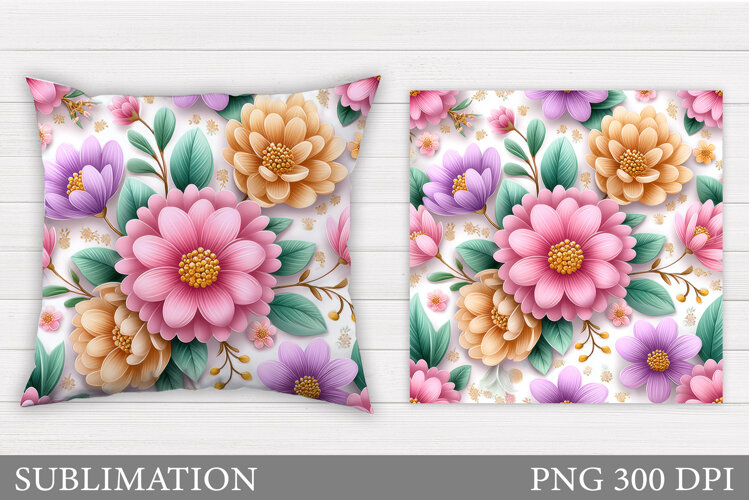 Flowers Sublimation. Flowers Pillow Design example image 1