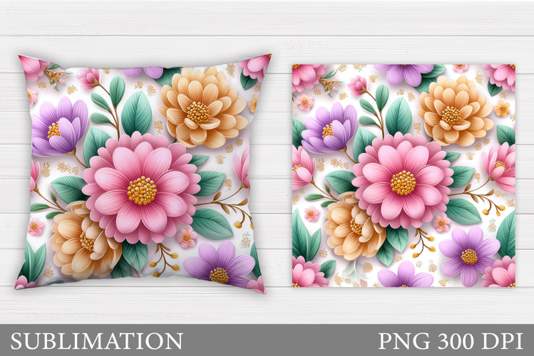 Flowers Sublimation. Flowers Pillow Design