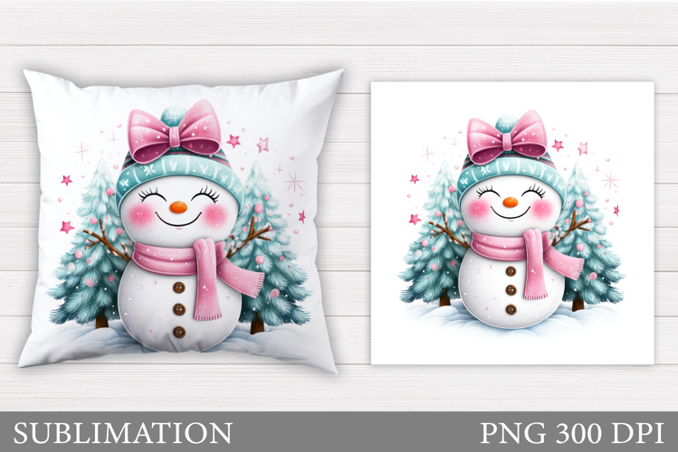 Christmas Snowman Pillow. Christmas Pillow Sublimation