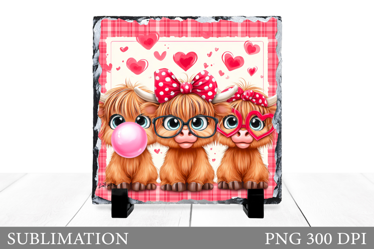 Valentines Cow Sublimation. Valentines Cow Slate Design