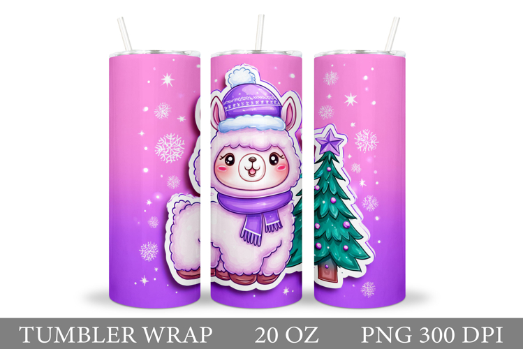 Christmas Lama Tumbler Design. Christmas Tumbler Sublimation