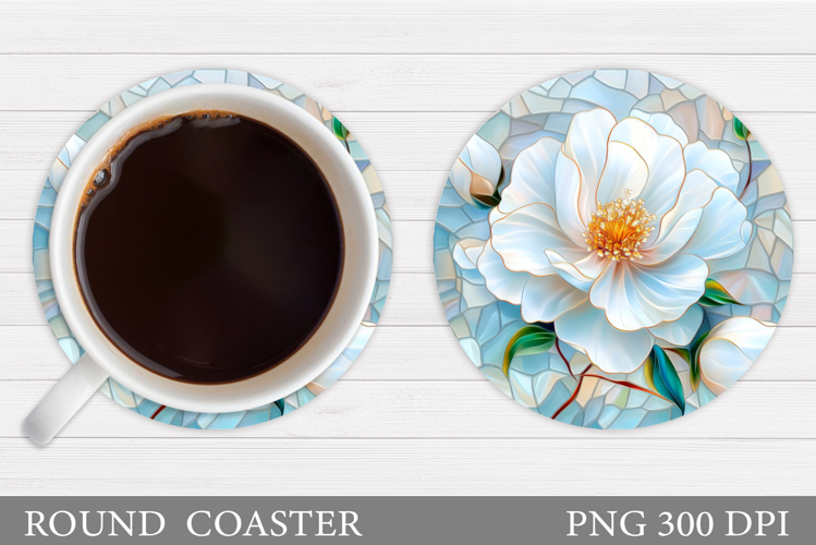 Flowers Round Coaster Sublimation. Flowers Coaster Design