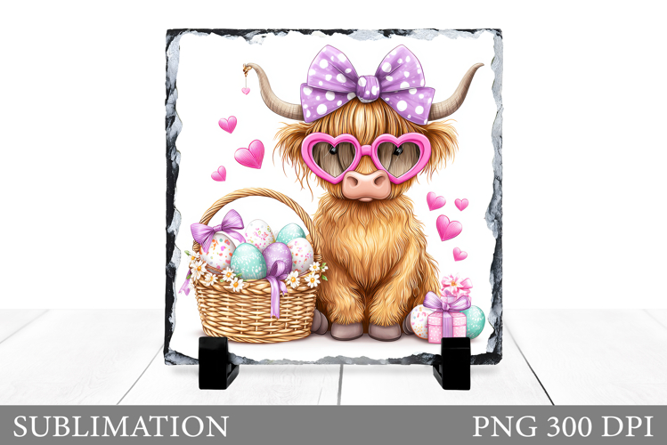 Easter Cow Sublimation. Easter Cow Slate Design
