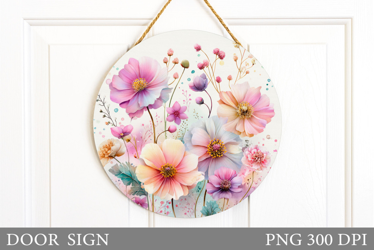 Wildflowers Door Sign Sublimation. Flowers Door Sign Design