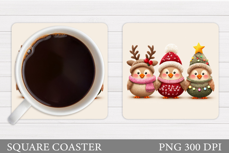 Christmas Bird Coaster Design. Christmas Coaster Sublimation