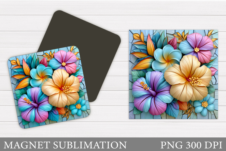 Flowers Magnet Sublimation. Floral Magnet Design