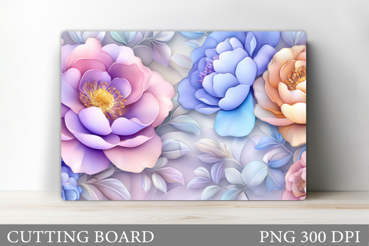 Peony Cutting Board Sublimation. Floral Cutting Board Design