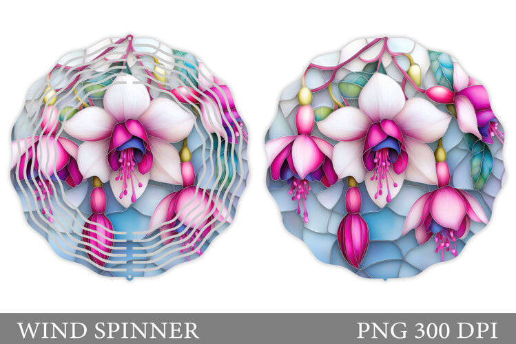 Floral Wind Spinner Sublimation. Flowers Wind Spinner Design example image 1