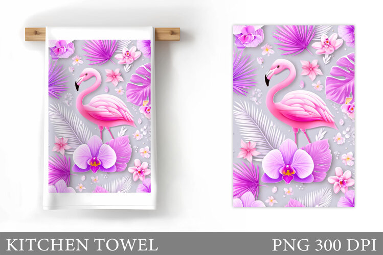 Flamingo Kitchen Towel Design. Flamingo Sublimation example image 1