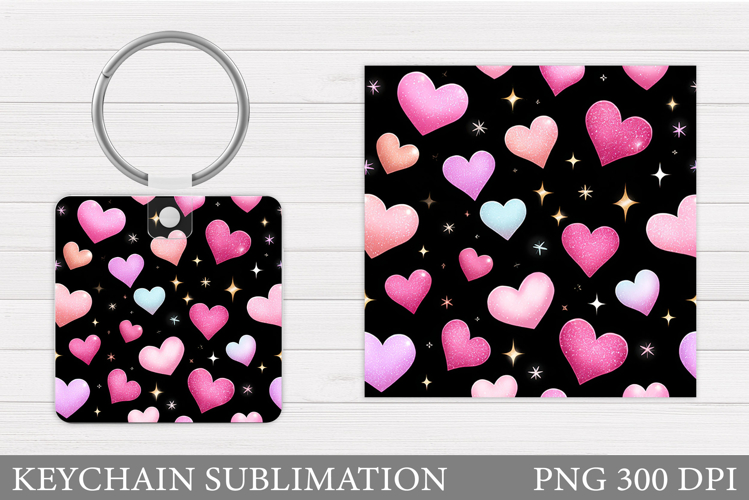 Hearts Keychain Design. Valentine Keychain Sublimation