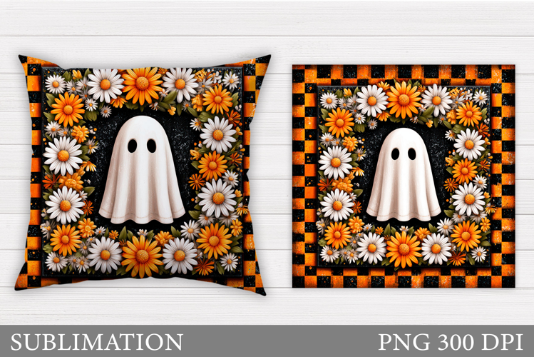 Cute Ghost Pillow Design. Halloween Pillow Sublimation