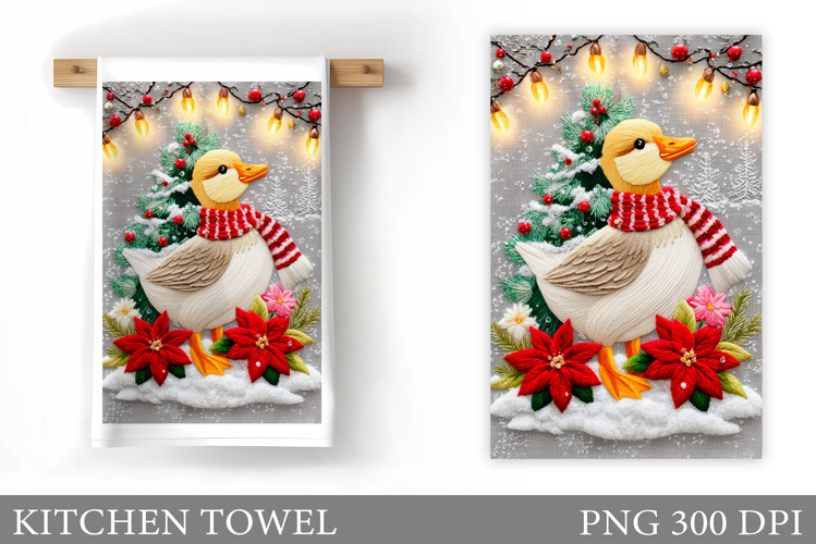 Christmas Duck Kitchen Towel. Christmas Kitchen Towel Design