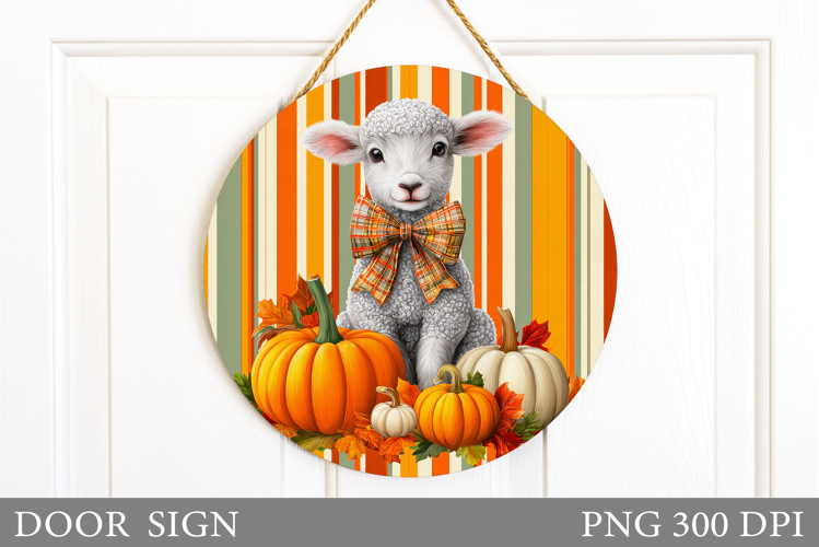 Fall Lamb Door Sign Sublimation. Fall Door Sign Design
