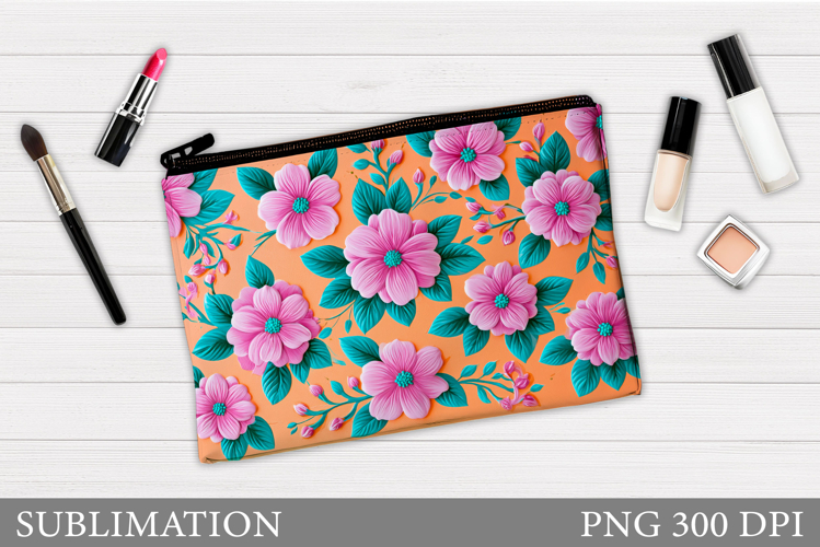 Flowers Makeup Bag Design. Flowers Cosmetics Bag Sublimation