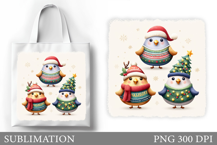 Christmas Birds Tote Bag. Christmas Tote Bag Design