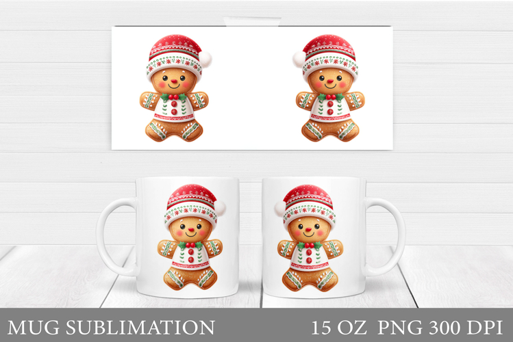 Cute Gingerbread Mug Design. Christmas Mug Sublimation