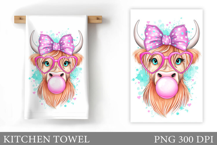 Cute Cow Kitchen Towel Design. Cow Cow Sublimation example image 1