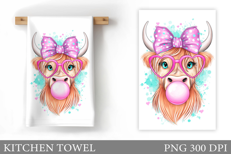 Cute Cow Kitchen Towel Design. Cow Cow Sublimation