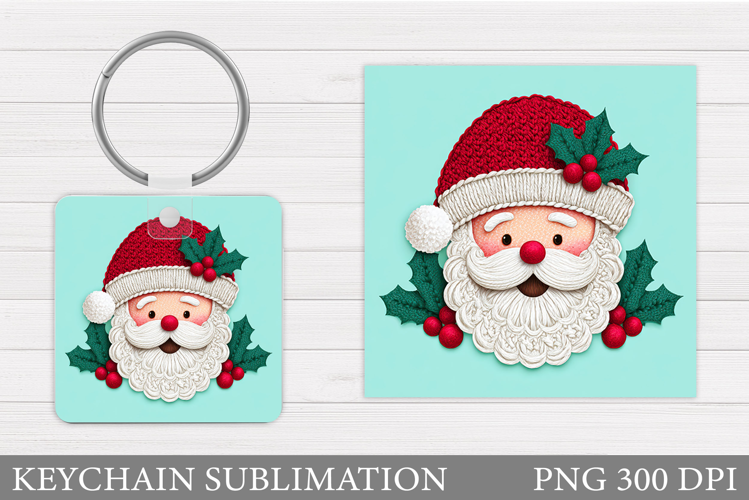 Cute Santa Claus Keychain. Christmas Keychain Sublimation