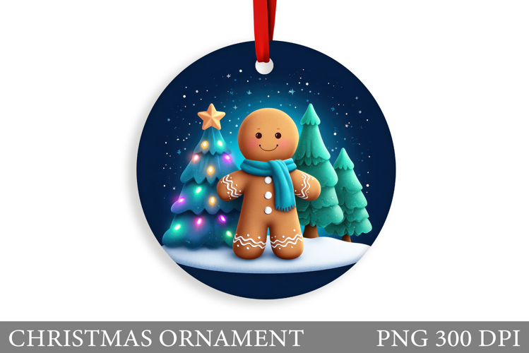 Gingerbread Christmas Ornament. Cute Raccoon Sublimation