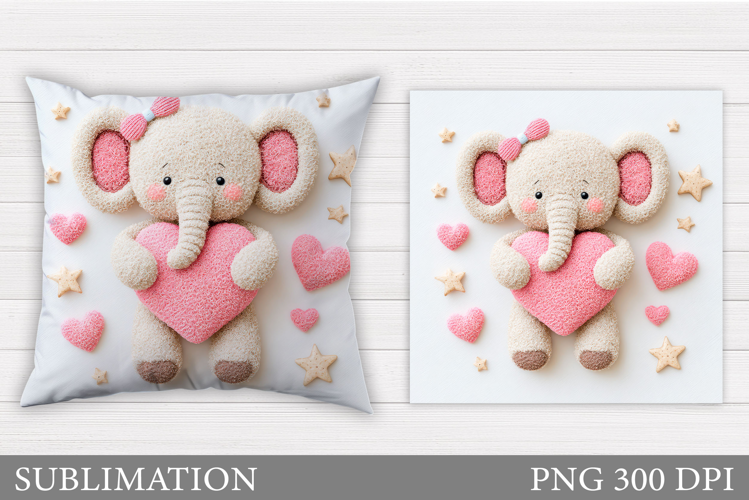 Valentines Elephant Pillow. Valentines Pillow Sublimation