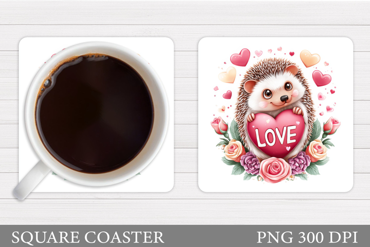 Valentines Hedgehog Coaster. Valentines Coaster Sublimation