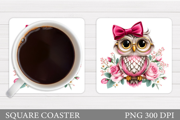Cute Owl Coaster Design. Cute Owl Sublimation