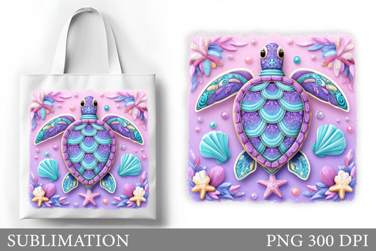Sea Turtle Tote Bag Sublimation. Turtle Sublimation example image 1
