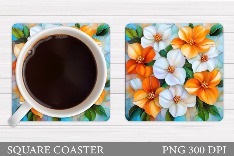 Flowers Coaster Sublimation. Floral Coaster Design