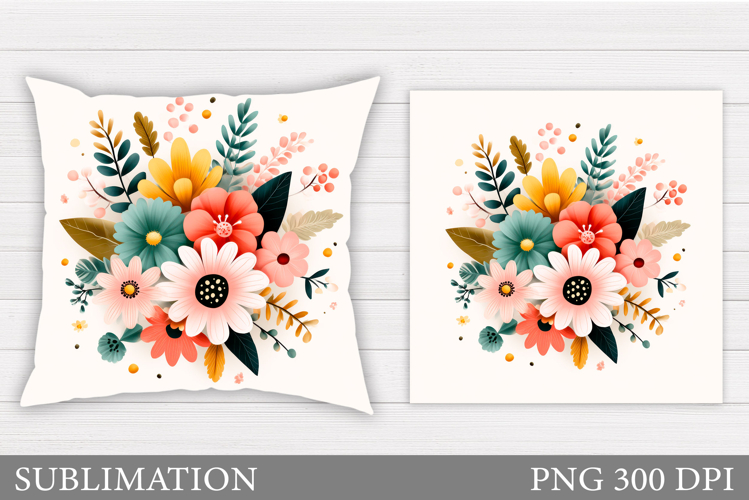Flowers Pillow Sublimation. Floral Pillow Design
