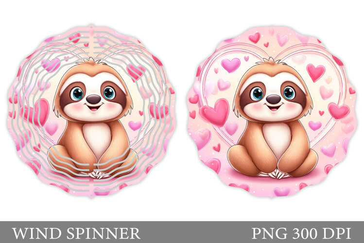 Valentines Sloth Wind Spinner. Valentines Wind Spinner example image 1