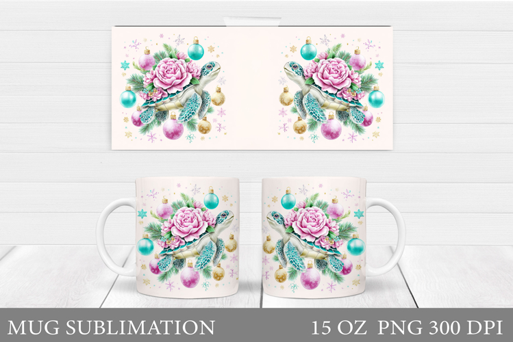 Christmas Turtle Mug Design.Christmas Mug Sublimation