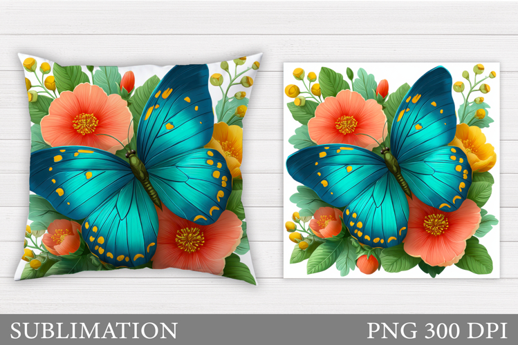 Butterfly Flowers Sublimation. Butterfly Pillow Sublimation