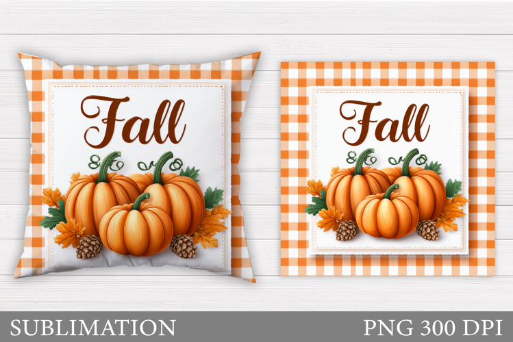 Fall Pumpkin Pillow Design. Fall Leaves Pillow Sublimation