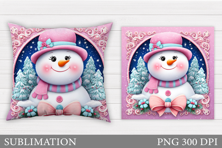 Christmas Snowman Pillow. Christmas Pillow Sublimation