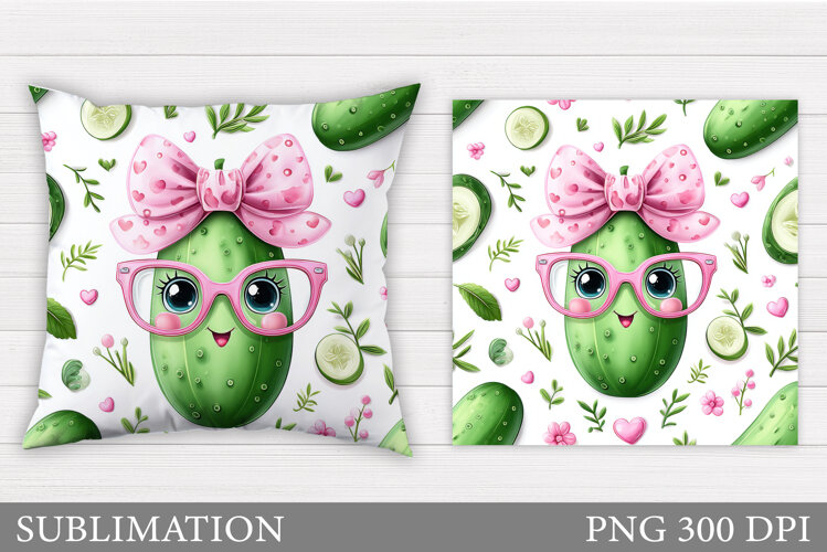 Cute Cucumber Pillow Design. Cute Cucumber Sublimation example image 1