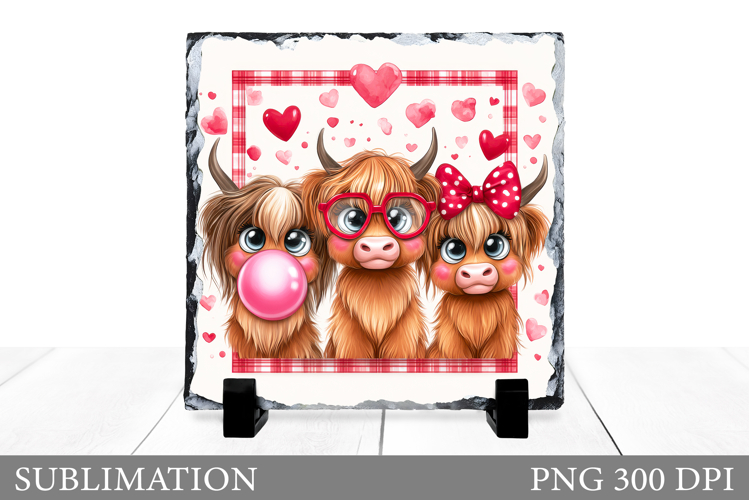 Valentines Cow Sublimation. Valentines Cow Slate Design
