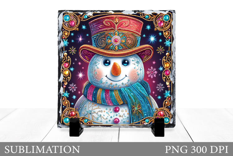 Sparkling Snowman Slate Design. Cute Snowman Sublimation