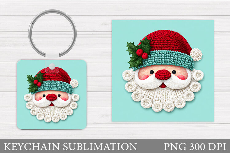 Cute Santa Claus Keychain. Christmas Keychain Sublimation example image 1