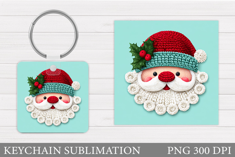 Cute Santa Claus Keychain. Christmas Keychain Sublimation