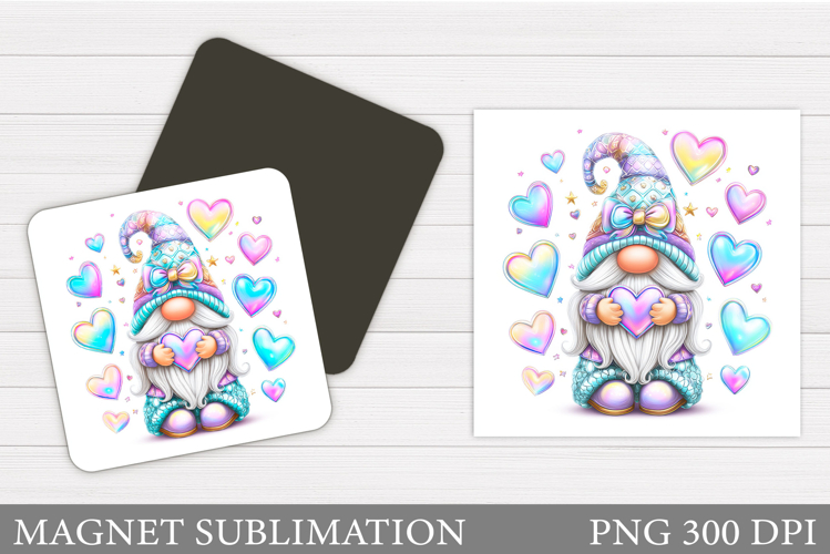 Valentines Gnome Magnet. Valentines Magnet Sublimation