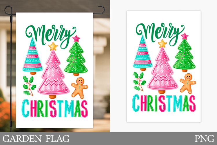 Christmas Tree Garden Flag. Merry Christmas Garden Flag