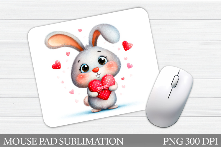Valentines Bunny Mouse Pad. Cute Bunny Mouse Pad Design