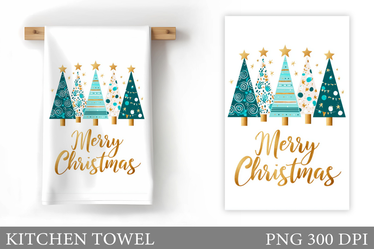 Christmas Tree Kitchen Towel. Christmas Deer Kitchen Towel
