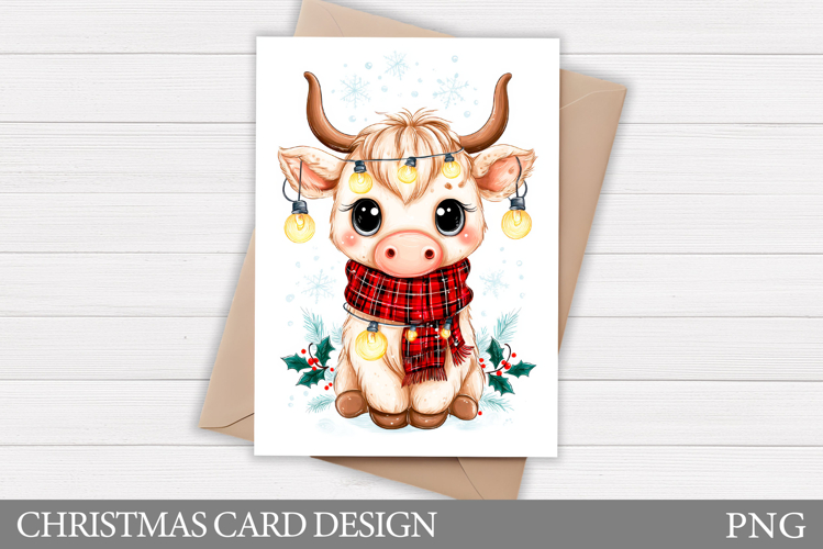 Christmas Cow Card Printable. Christmas Card Design