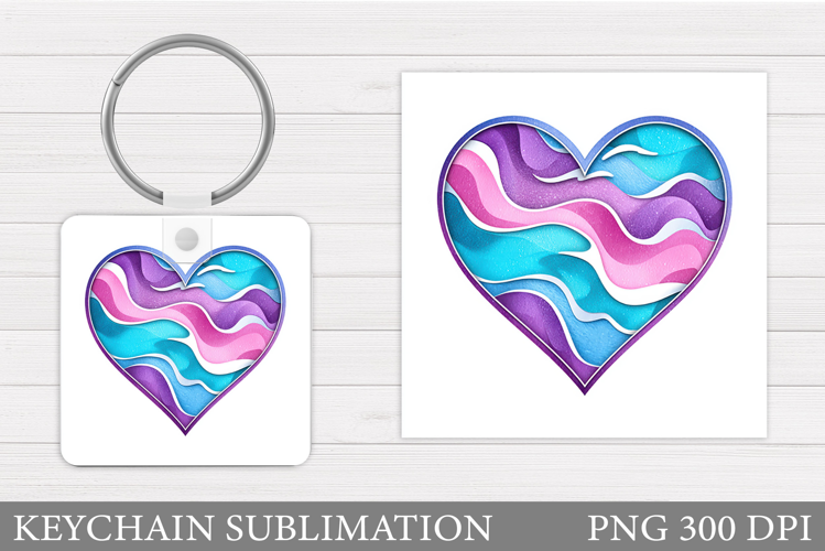 Heart Keychain Design. Valentine Keychain Sublimation