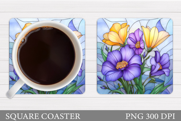 Floral Coaster Design. Flowers Coaster Sublimation