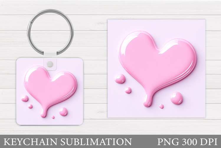 Heart Keychain Sublimation. Valentine Keychain Design